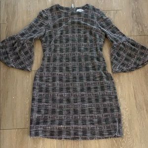 Calvin Klein Plaid Dress with Flared Sleeves